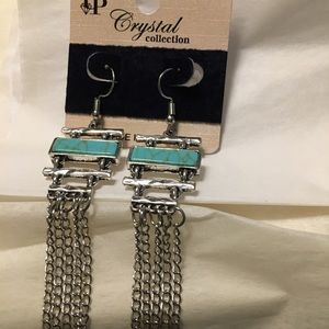 Earrings.  Blue/Turquoise set in silver tone.
